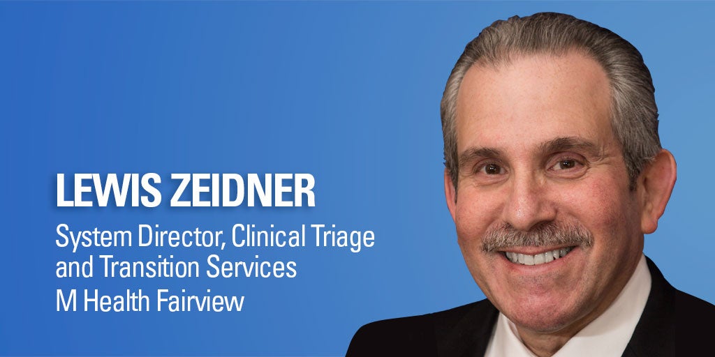 Lewis Zeidner head shot. System Director, Clinical Triage and Transition Services, M Health Fairview.