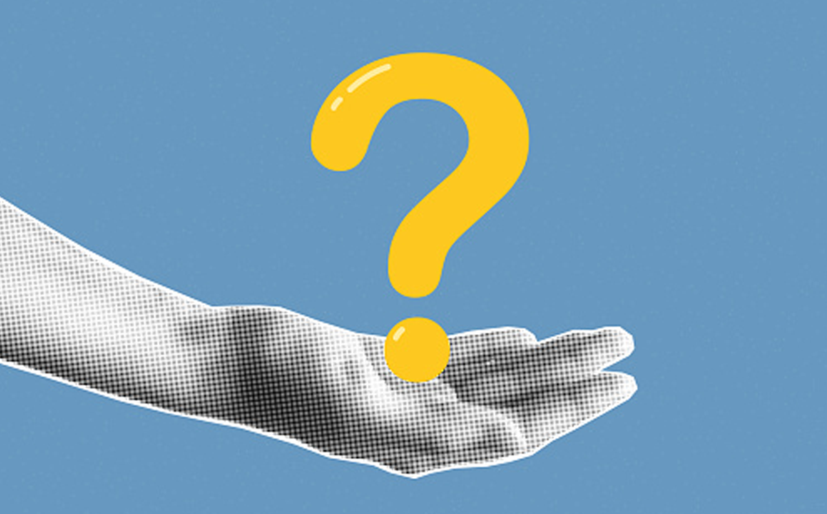 4 Things That Health Consumers Want Now. An outstretched hand with a question mark sitting on the palm.